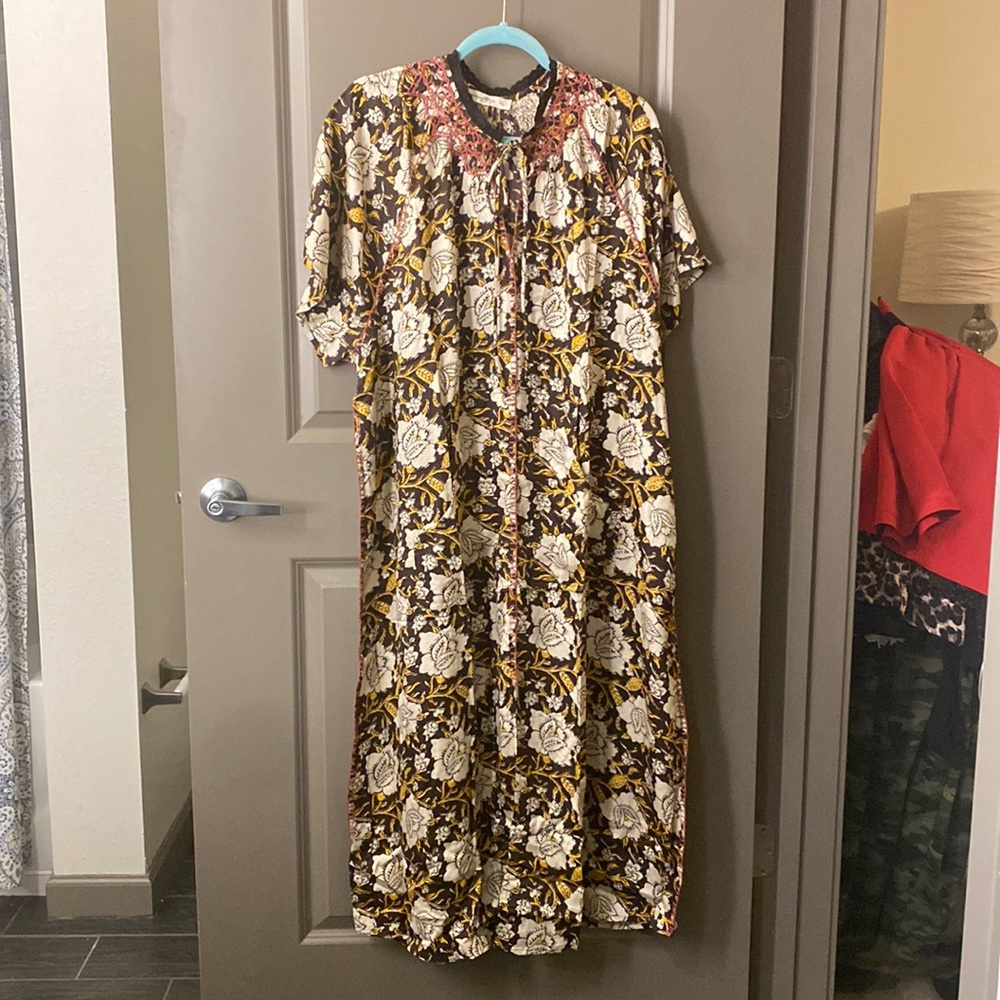NATURAL LIFE Brown, White & Yellow Floral Maxi Dress